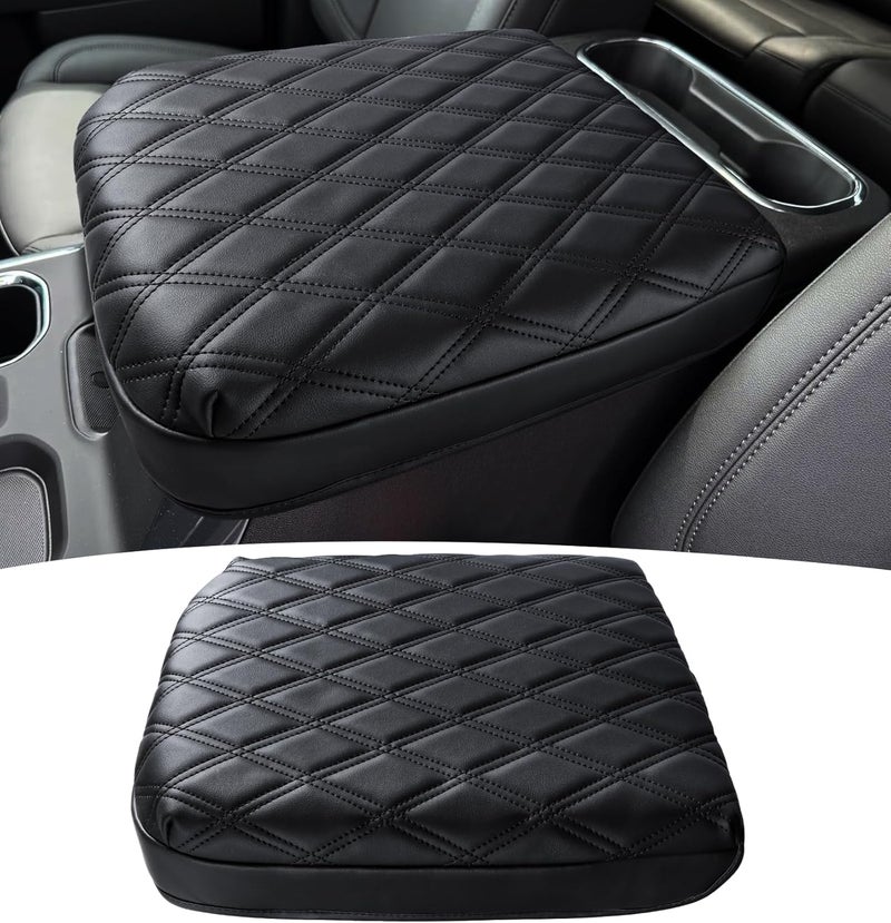 Sinvanho Center Console Armrest Cover for Chevy Chevrolet Silverado/GMC Sierra 2019-2024 2025, Tahoe & Suburban & Yukon 2021-2025, PU Leather Middle Console Cover Protector Pad, Truck Interior Accessories - Image 1
